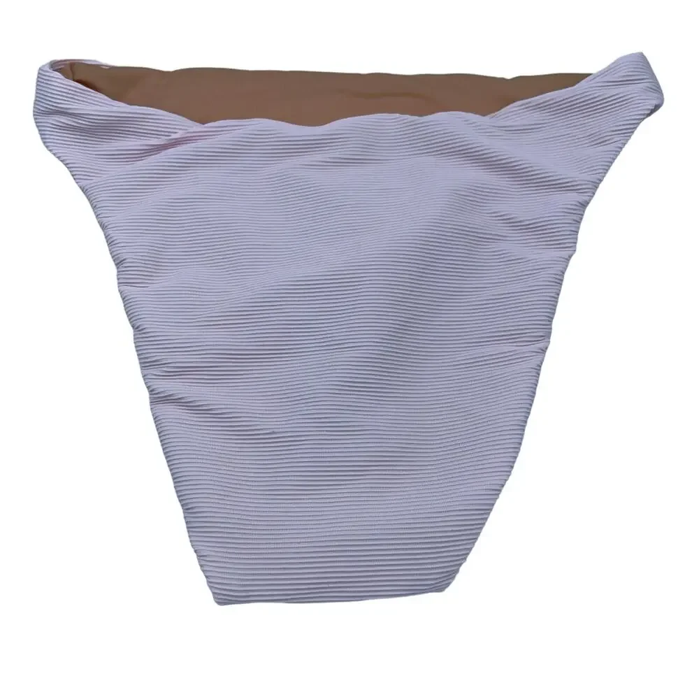 New J. Crew Pink Ribbed High Rise Cheeky Bikini Swim Bathing Suit Bottom Size XS